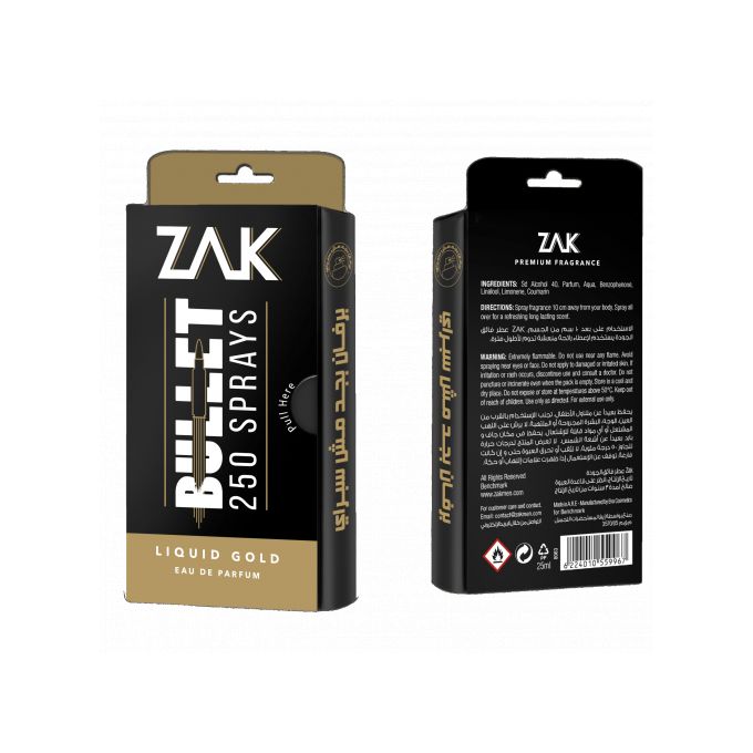 Zak Liquid Gold - EDP - Bullet 250 Sprays - 25ml