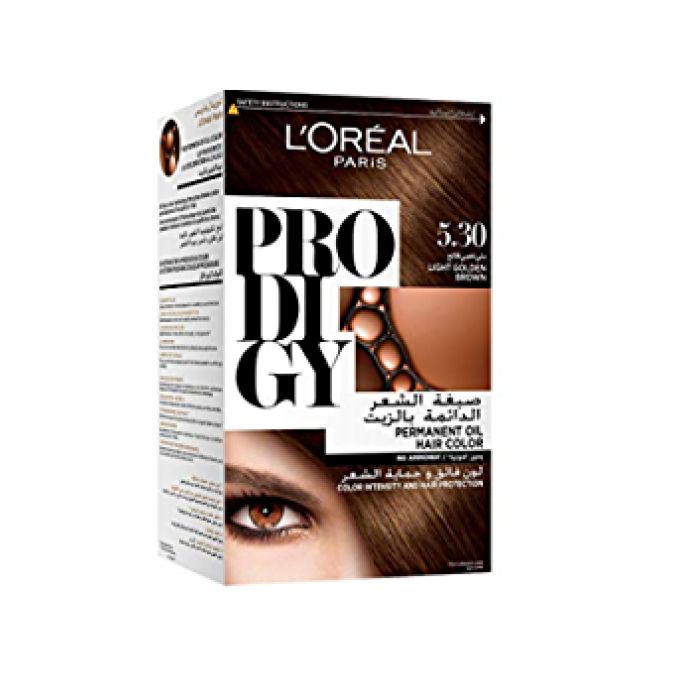 L'Oreal Prodigy Permanent Oil Hair Color - 5.30 Light Golden Brown - 60+60g+60ml