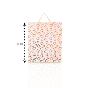 شنطه هدايا بيضاء بمربعات ذهبية - حجم متوسط